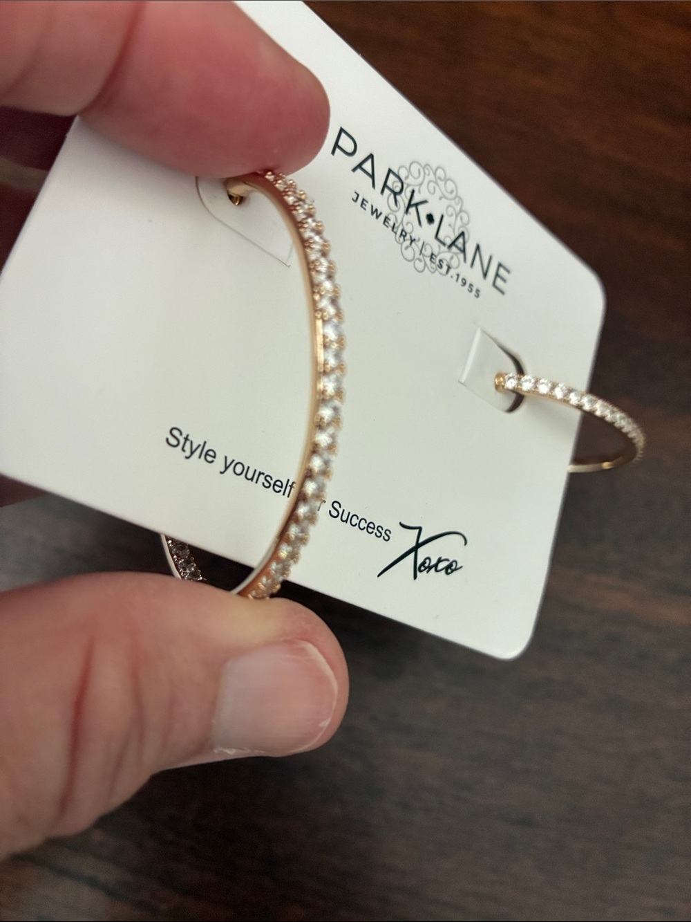 Park Lane Gold Crystal Oval Hoop Earrings - Picture 5 of 5